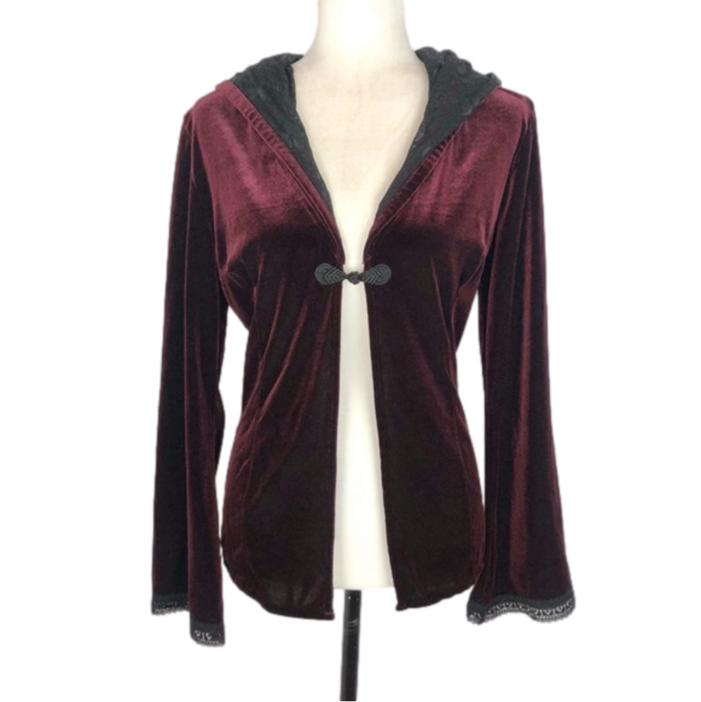 Dark burgundy velvet cardigan